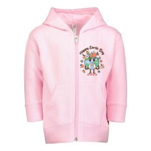 Cute Flower Floral Happy Earth Day Toddler Zip Fleece Hoodie