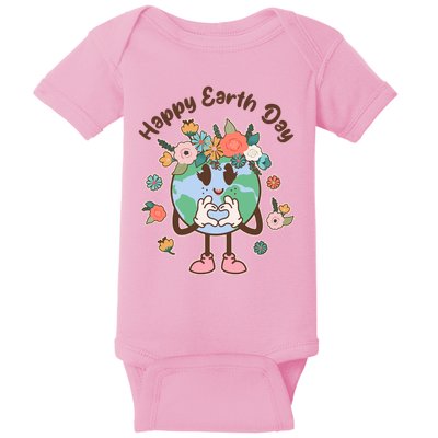Cute Flower Floral Happy Earth Day Baby Bodysuit