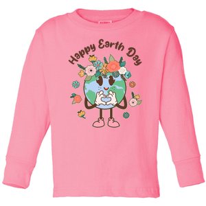 Cute Flower Floral Happy Earth Day Toddler Long Sleeve Shirt