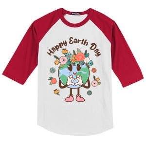 Cute Flower Floral Happy Earth Day Kids Colorblock Raglan Jersey