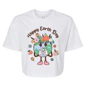 Cute Flower Floral Happy Earth Day Bella+Canvas Jersey Crop Tee