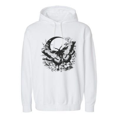 Cute Fairycore Floral Moth Aesthetic Women Graphic Garment-Dyed Fleece Hoodie