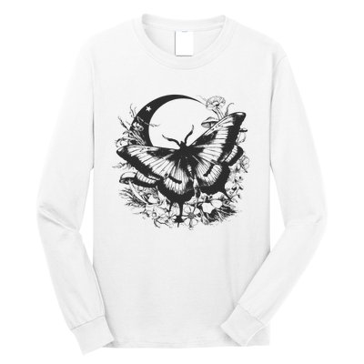 Cute Fairycore Floral Moth Aesthetic Women Graphic Long Sleeve Shirt