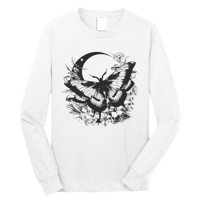 Cute Fairycore Floral Moth Aesthetic Women Graphic Long Sleeve Shirt