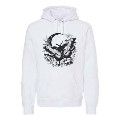 Cute Fairycore Floral Moth Aesthetic Women Graphic Premium Hoodie