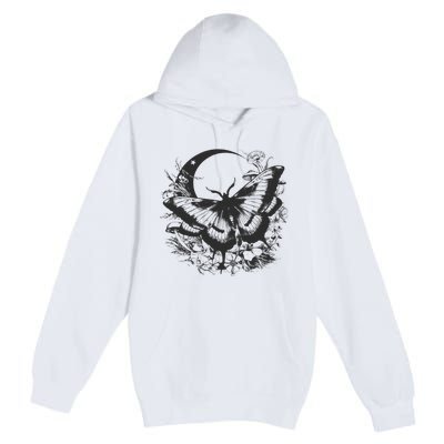 Cute Fairycore Floral Moth Aesthetic Women Graphic Premium Pullover Hoodie