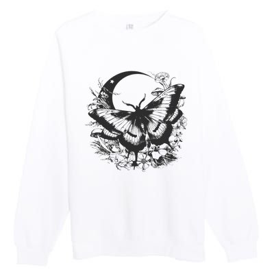 Cute Fairycore Floral Moth Aesthetic Women Graphic Premium Crewneck Sweatshirt