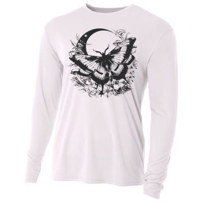 Cute Fairycore Floral Moth Aesthetic Women Graphic Cooling Performance Long Sleeve Crew