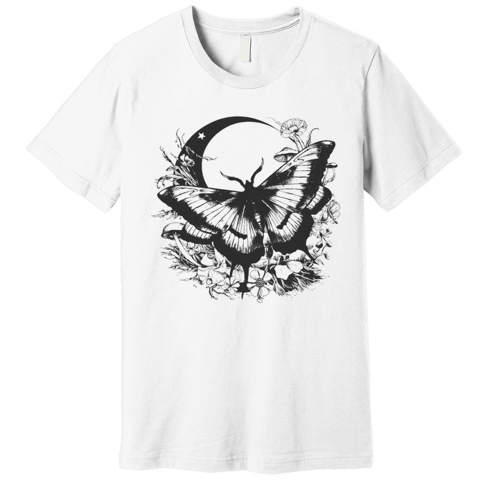 Cute Fairycore Floral Moth Aesthetic Women Graphic Premium T-Shirt