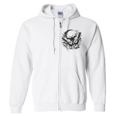 Cute Fairycore Floral Moth Aesthetic Women Graphic Full Zip Hoodie