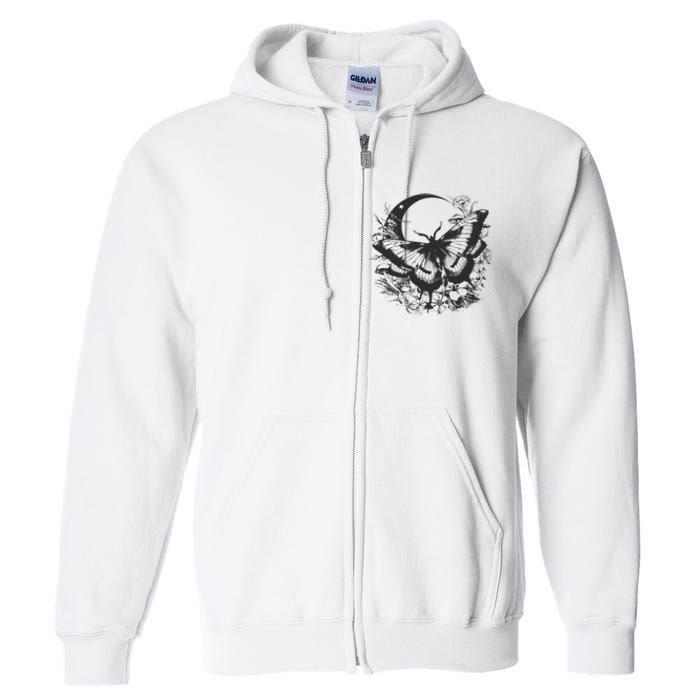 Cute Fairycore Floral Moth Aesthetic Women Graphic Full Zip Hoodie