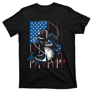 Cool Fishing For Men Women American Flag USA Fish Lover T-Shirt