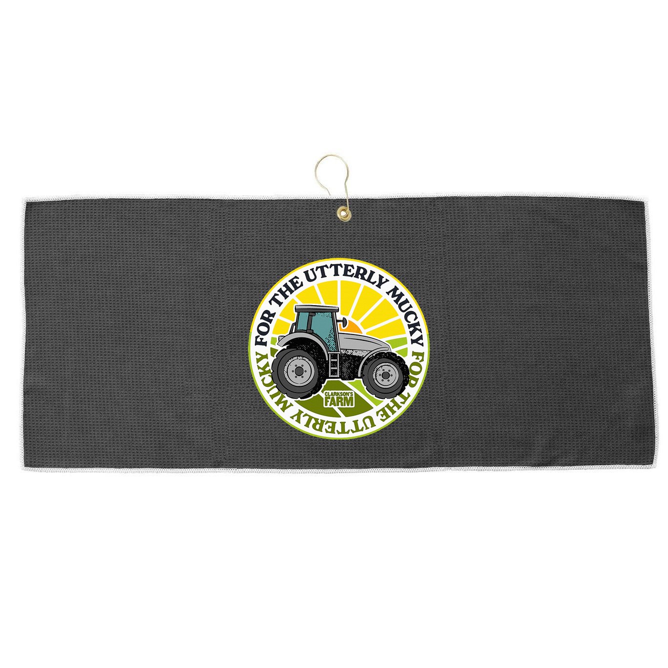 ClarksonS Farm For The Utterly Mucky Large Microfiber Waffle Golf Towel