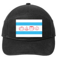 Chicago Flag Fall Autumn Pumpkin Bonfire Cocoa Leaves 7-Panel Snapback Hat