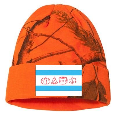 Chicago Flag Fall Autumn Pumpkin Bonfire Cocoa Leaves Kati Licensed 12" Camo Beanie