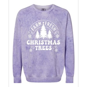 Christmas Farm Fresh Trees Retro Farmer Colorblast Crewneck Sweatshirt