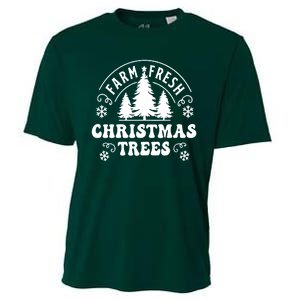 Christmas Farm Fresh Trees Retro Farmer Cooling Performance Crew T-Shirt