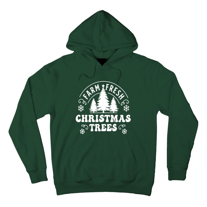 Christmas Farm Fresh Trees Retro Farmer Hoodie