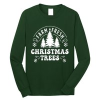 Christmas Farm Fresh Trees Retro Farmer Long Sleeve Shirt