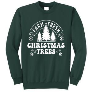 Christmas Farm Fresh Trees Retro Farmer Sweatshirt