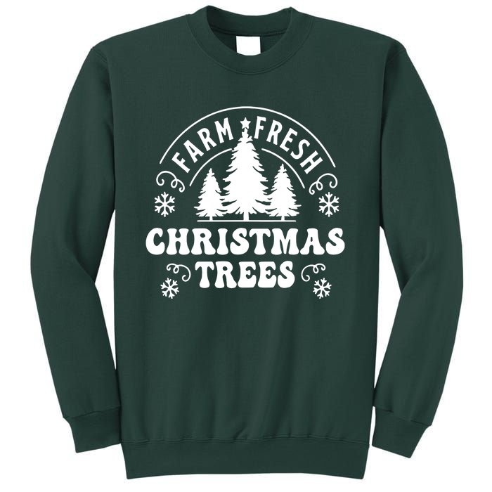 Christmas Farm Fresh Trees Retro Farmer Sweatshirt