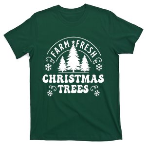 Christmas Farm Fresh Trees Retro Farmer T-Shirt