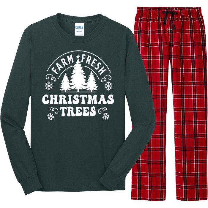 Christmas Farm Fresh Trees Retro Farmer Long Sleeve Pajama Set