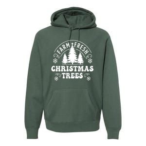 Christmas Farm Fresh Trees Retro Farmer Premium Hoodie