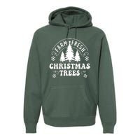 Christmas Farm Fresh Trees Retro Farmer Premium Hoodie