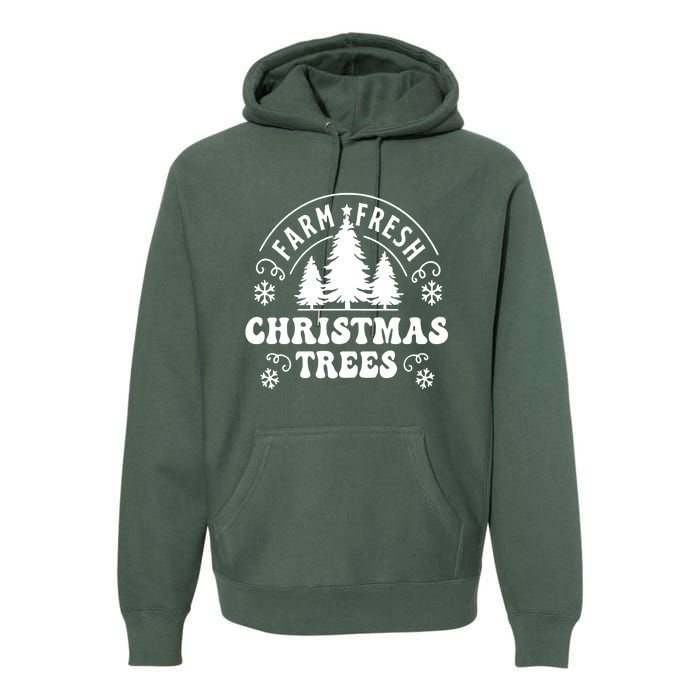 Christmas Farm Fresh Trees Retro Farmer Premium Hoodie