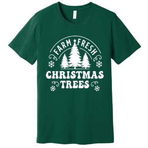 Christmas Farm Fresh Trees Retro Farmer Premium T-Shirt