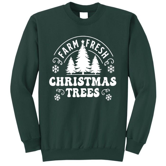 Christmas Farm Fresh Trees Retro Farmer Tall Sweatshirt