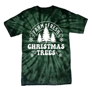 Christmas Farm Fresh Trees Retro Farmer Tie-Dye T-Shirt