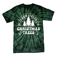 Christmas Farm Fresh Trees Retro Farmer Tie-Dye T-Shirt