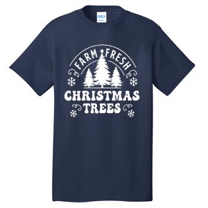 Christmas Farm Fresh Trees Retro Farmer Tall T-Shirt