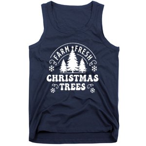 Christmas Farm Fresh Trees Retro Farmer Tank Top