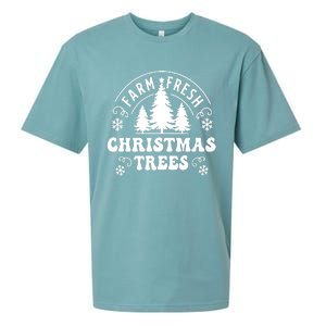 Christmas Farm Fresh Trees Retro Farmer Sueded Cloud Jersey T-Shirt