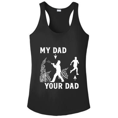 Captain Firefighter Father Funny Fireman Dad My Dad Your Dad Ladies PosiCharge Competitor Racerback Tank