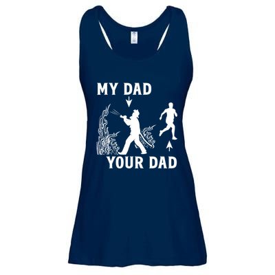 Captain Firefighter Father Funny Fireman Dad My Dad Your Dad Ladies Essential Flowy Tank