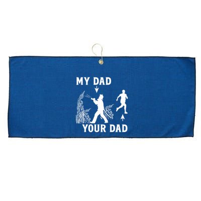 Captain Firefighter Father Funny Fireman Dad My Dad Your Dad Large Microfiber Waffle Golf Towel