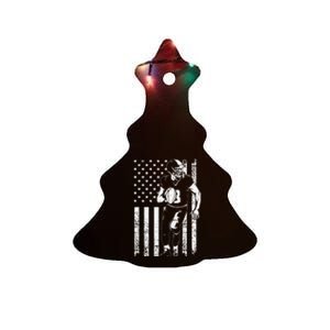 Cool Football For 4th July Football Player Lineman Ceramic Tree Ornament