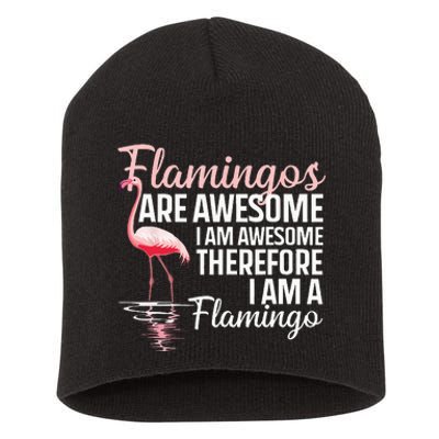 Cool Flamingo For Men Women Pink Flamingos Flock Bird Lovers Short Acrylic Beanie