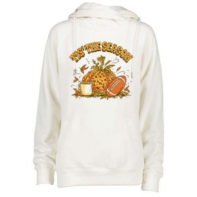 Cozy Fall Football Lovers Pumpkin Spice Thanksgiving Womens Funnel Neck Pullover Hood