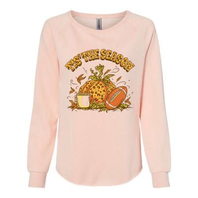 Cozy Fall Football Lovers Pumpkin Spice Thanksgiving Womens California Wash Sweatshirt