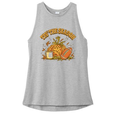 Cozy Fall Football Lovers Pumpkin Spice Thanksgiving Ladies PosiCharge Tri-Blend Wicking Tank