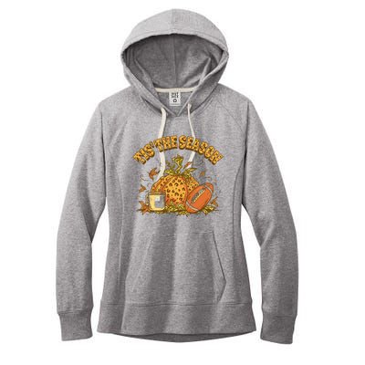 Cozy Fall Football Lovers Pumpkin Spice Thanksgiving Women's Fleece Hoodie