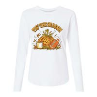 Cozy Fall Football Lovers Pumpkin Spice Thanksgiving Womens Cotton Relaxed Long Sleeve T-Shirt