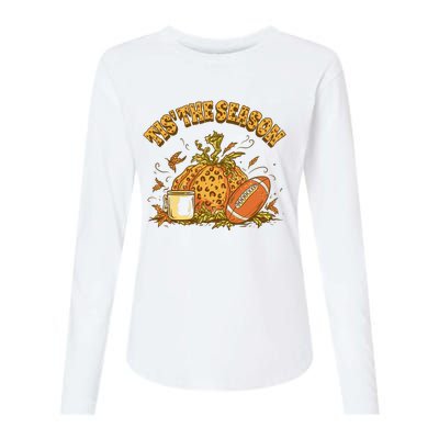 Cozy Fall Football Lovers Pumpkin Spice Thanksgiving Womens Cotton Relaxed Long Sleeve T-Shirt