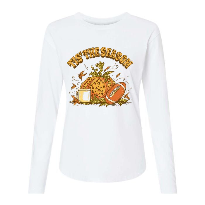 Cozy Fall Football Lovers Pumpkin Spice Thanksgiving Womens Cotton Relaxed Long Sleeve T-Shirt