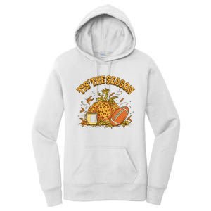 Cozy Fall Football Lovers Pumpkin Spice Thanksgiving Women's Pullover Hoodie